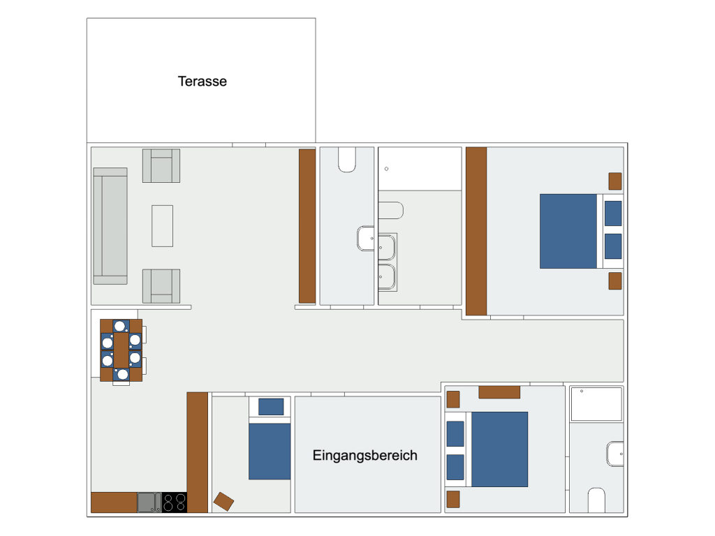 Grundriss Ferienwohnung Erdgeschoss in Harlesiel